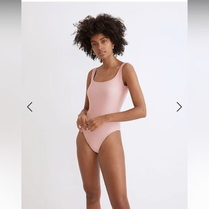 Madewell Second Wave Square-Neck Tank One-Piece Swimsuit, Size L, NWT